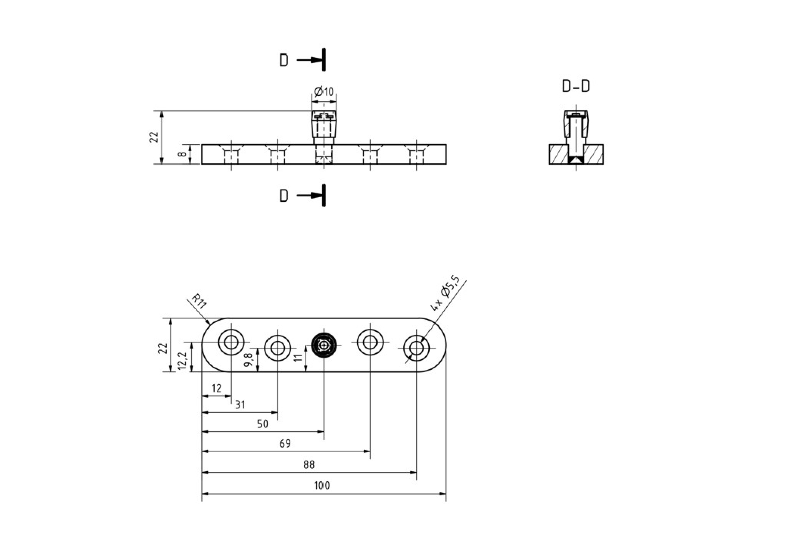 Bodenführungsrolle Gr.10 Messing mit Platte MEA 10336282